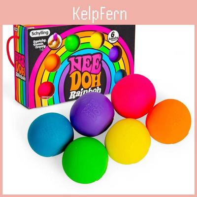 Needoh Rainbow Stress Ball Fidget Toy Set For Anxiety Relief And Sensory Play