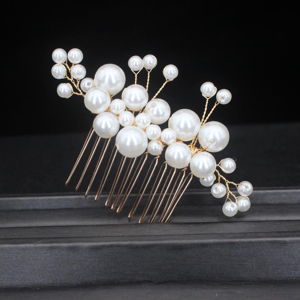 Trendy Handmade Wedding Hair Comb Leaf Flower Bridal Hairpins Pearl Head Jewelry Girls Hair Accessories Hairstyle Design Tools