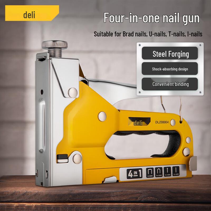 Deli Manual Staple & Brad Nailer for Woodworking and Household Use