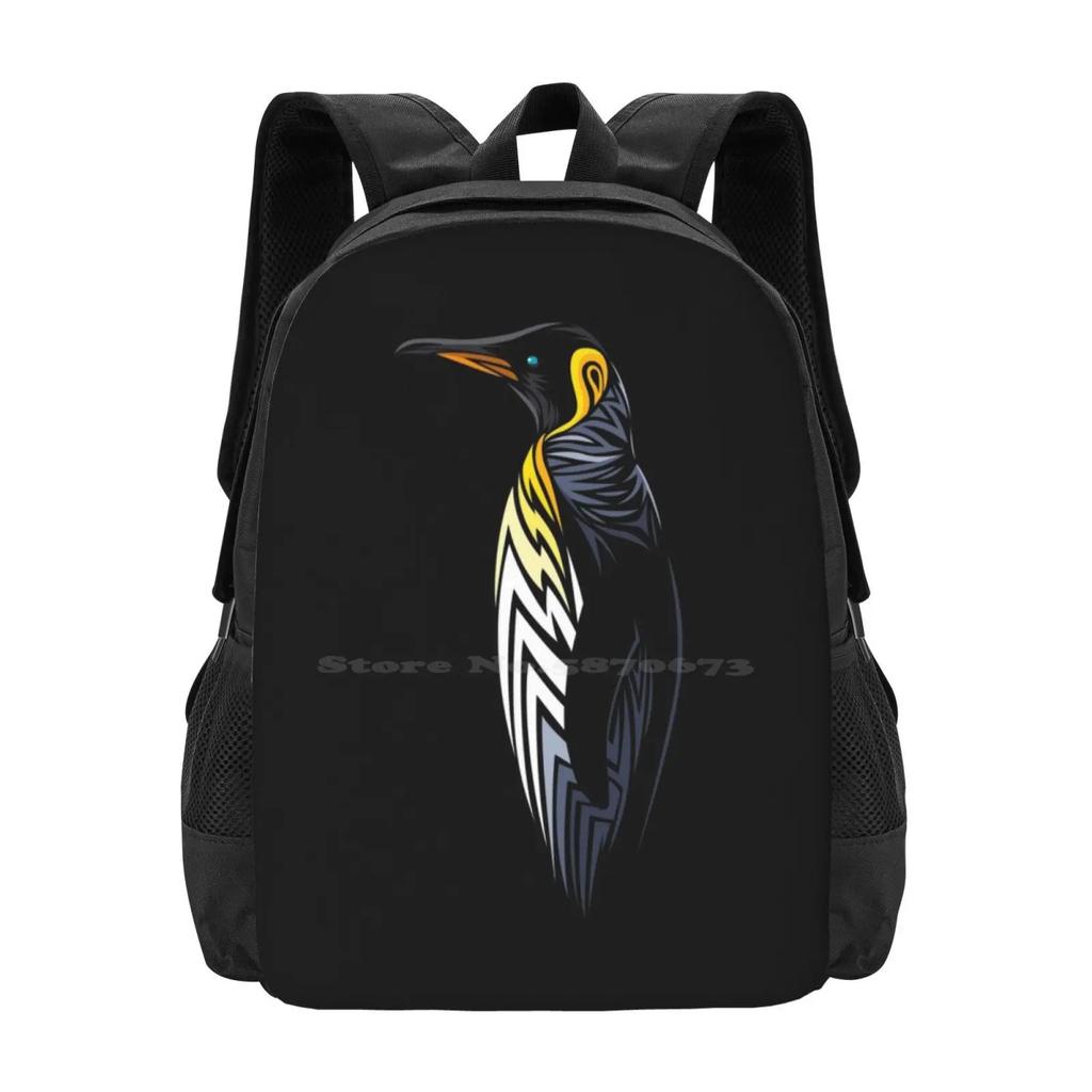 Tribal Penguin Large Capacity School Backpack Laptop Bags Penguin Tribal Tattoo Tattu Iceberg Antarctica