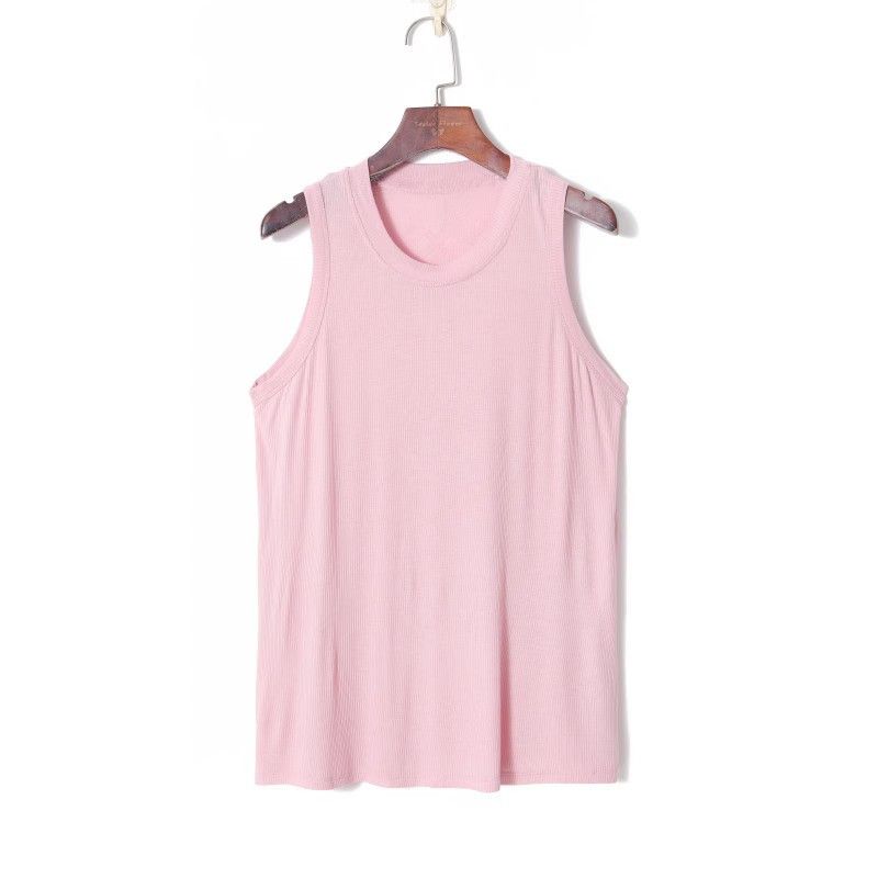 

Летняя женская одежда 2023 года, корейский стиль, модный, простой однотонный пуловер с круглым вырезом, без рукавов, свободный, эластичный, клетчатый, дикий жилет Pink M