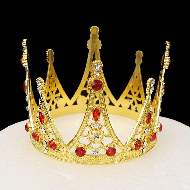 Original Baroque Round Crown Alloy Tiara Birthday Bride Cake Decoration Crown Children