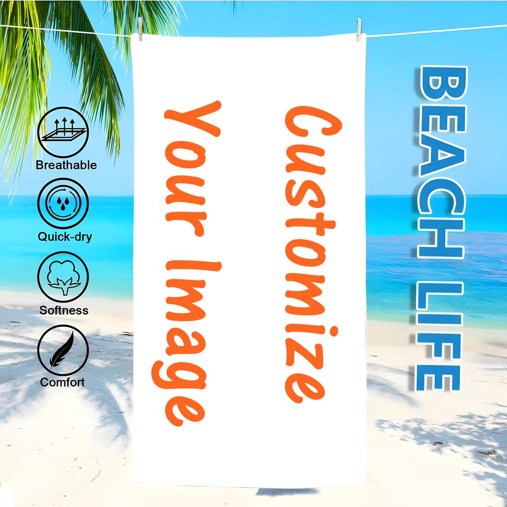 Personalized Beach Towel Customize Photo Funny Picture Microfiber Beach Towel Thin Absorbent for Beach Swimming Yoga Bath Sports