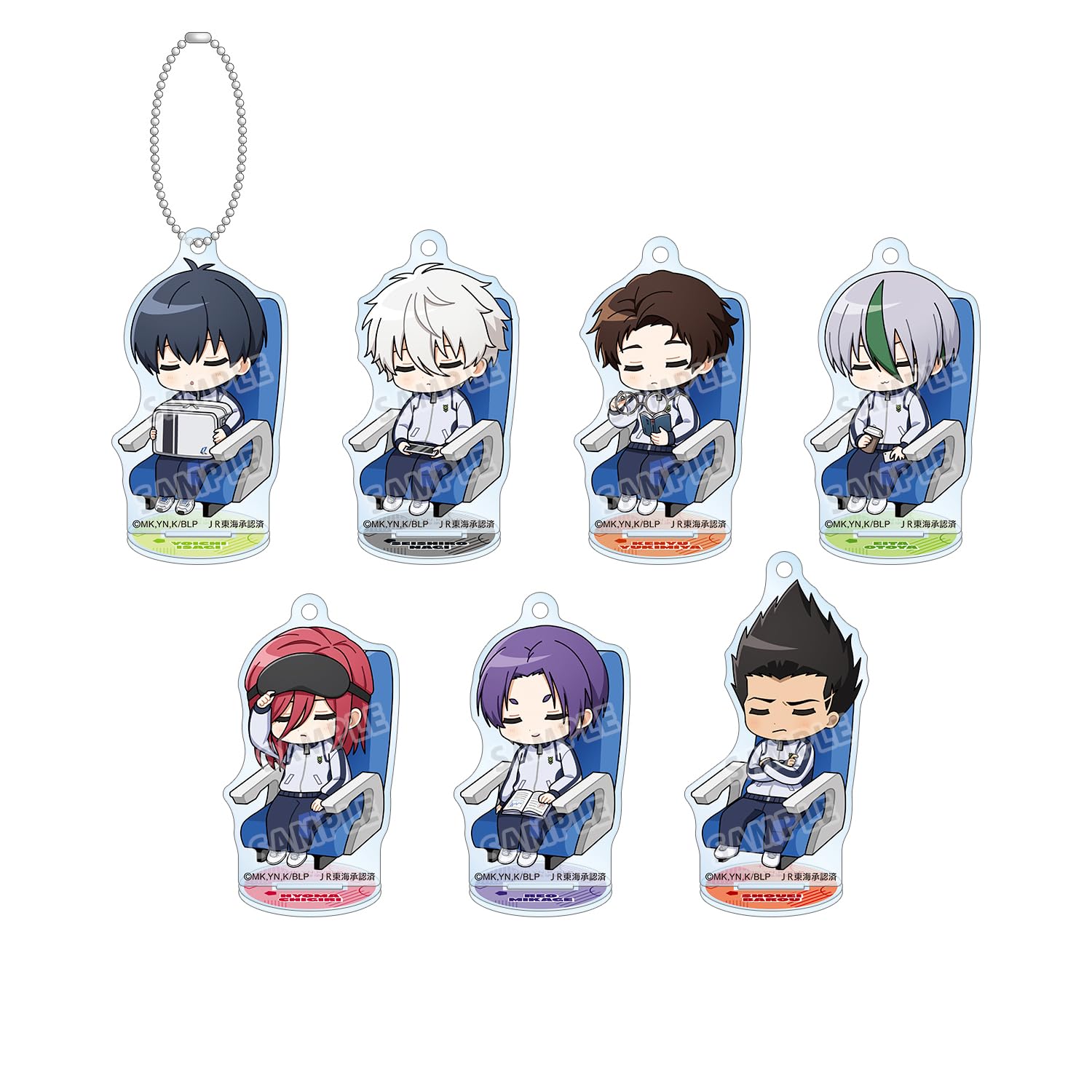 TV Anime Trading Chibi Character Shinkansen Nap Acrylic Stand Keychain A Box of 7  Blue Lock  Ver. Ver.