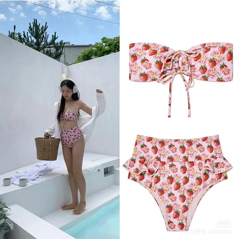 

Высококачественный бикини в корейском стиле: Купальник с разрезом на высокой талии для чистого желания женщины Medium розовый