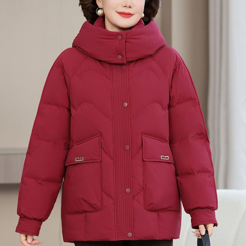 Plus Size XL-6XL Middle Age Women's Short Down Jackets Winter Parkas Hooded Elegant Loose Thick Warm Down Coats Woman Outerwears