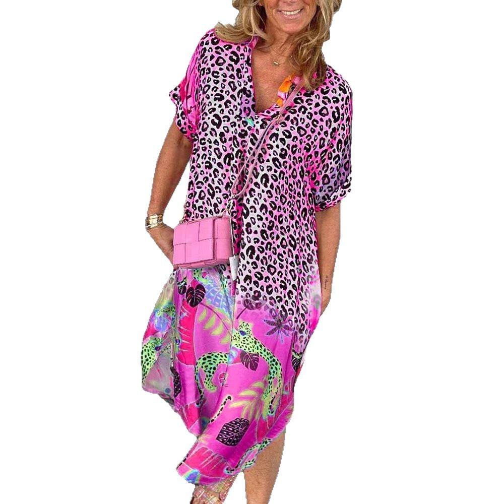 Women's Summer Print Half-Collar Loose Dress