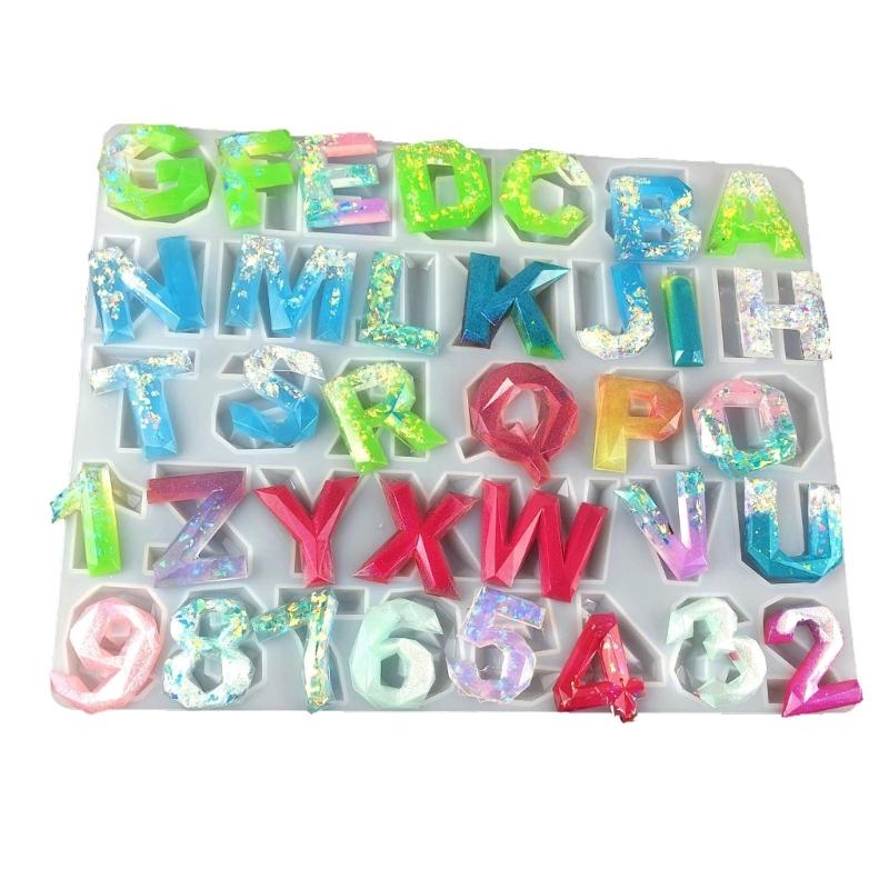 Semi-Stereoscopic Resin Keychain Molds DIY Alphabet Number Casting Mold Jewelry Craft Making Tools for Making Ornaments