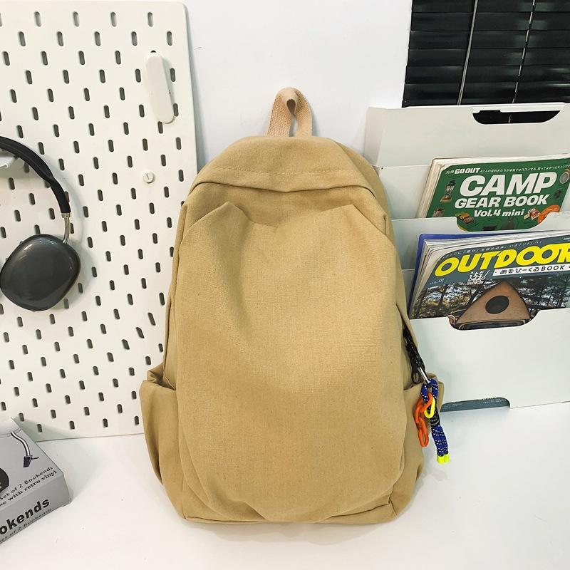 Schoolbag1011 New Solid Color Corduroy Fashion Casual Backpack Women's Simple Design Lightweight Couple Plush Backpack Women