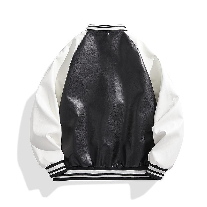 Autumn new embroidered leather jacket fashion trend versatile baseball jacket motorcycle suit student jacket men