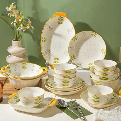 Creative Modern Style Ceramic Plate Light Luxury Restaurant Fruit Salad Plates Household Delicious Dishes Deep Soup Plate