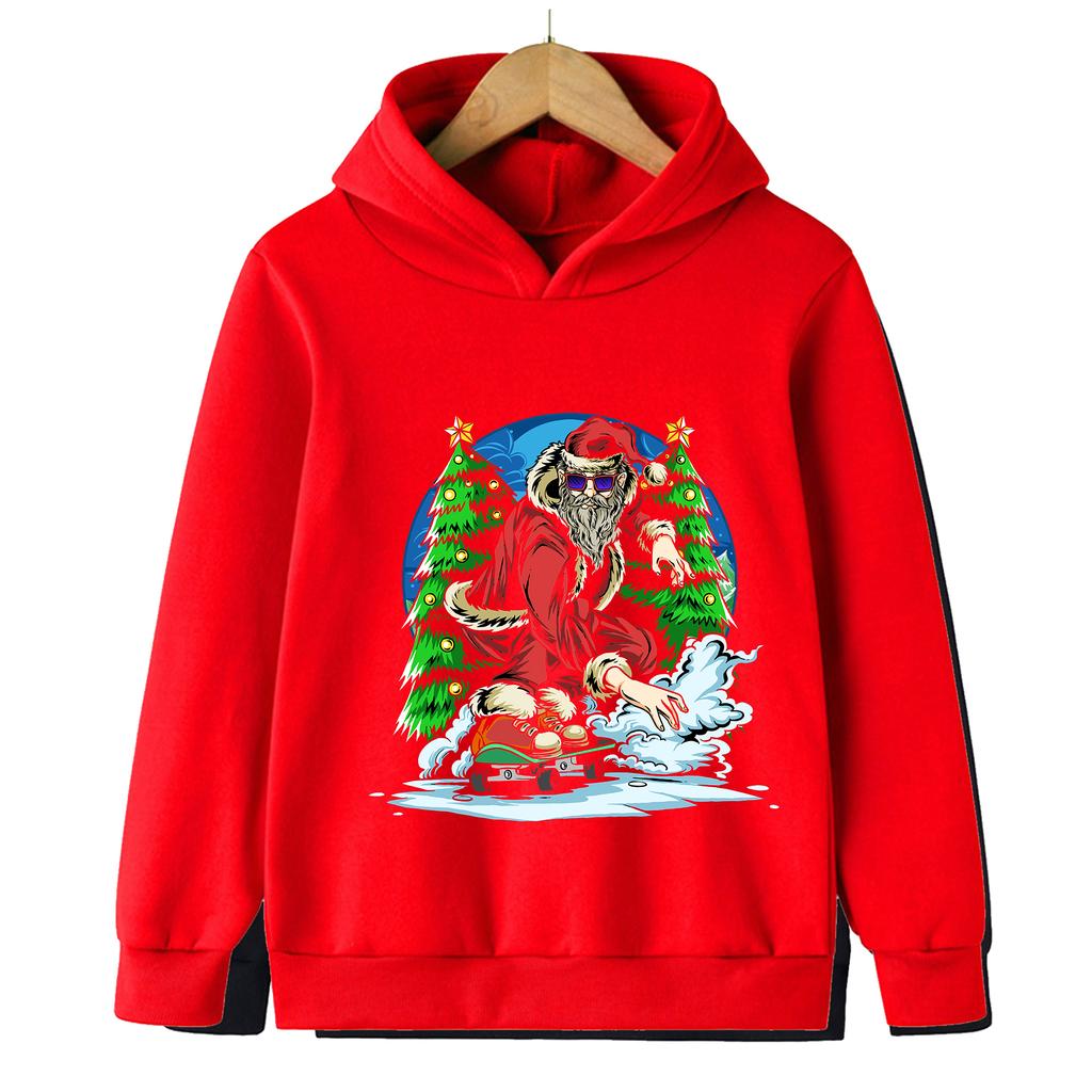 2026 Christmas Sweatshirt Tough Funny Santa Claus Kids Sweatshirt Boys Girls Hoodie Sports Top Merry Christmas