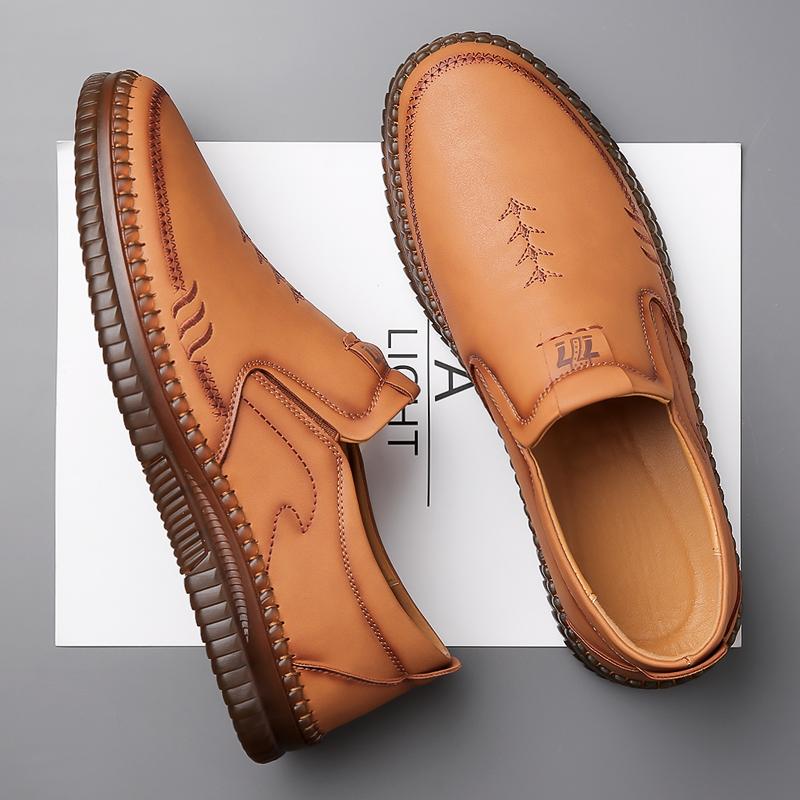 Fashion Spring Autumn Hot Selling High Quality Handmade Sole Loafers Simple Men's Leather Work Shoes Outdoor Leisure Men's Walking Shoes