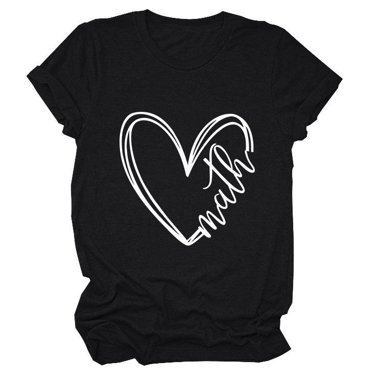 Summer Minimalist Heart-shaped 3D Printed Short Sleeved Women's T-shirt