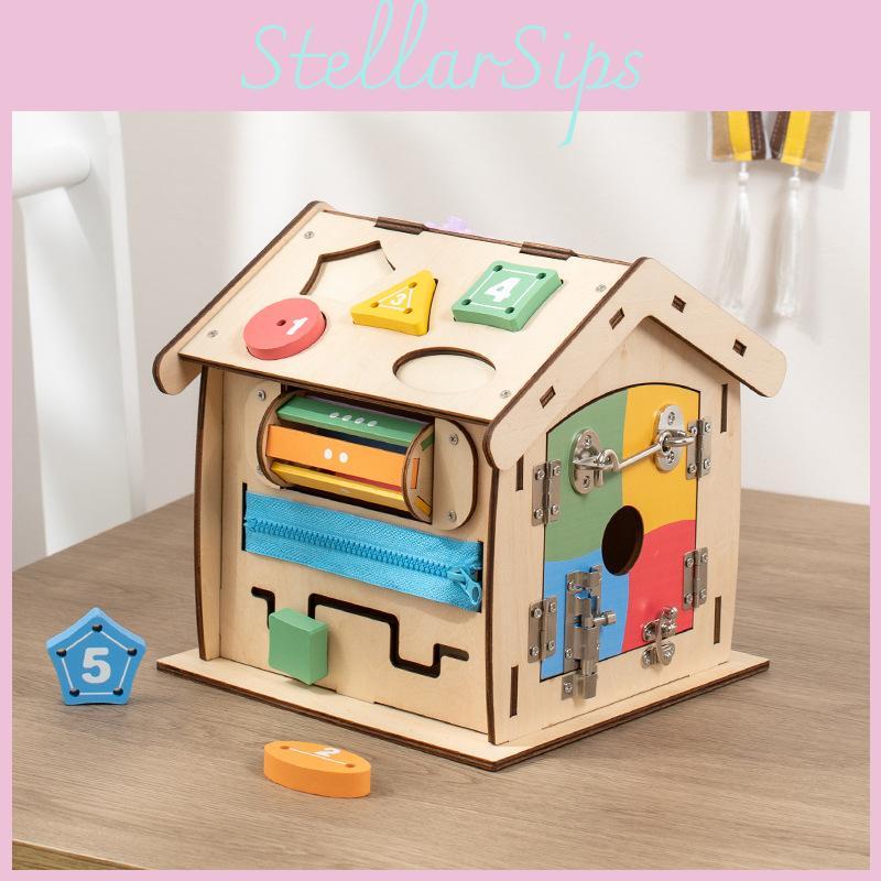 Wooden Busy House Toy For Kids With Educational Activities And Multifunctional Puzzle