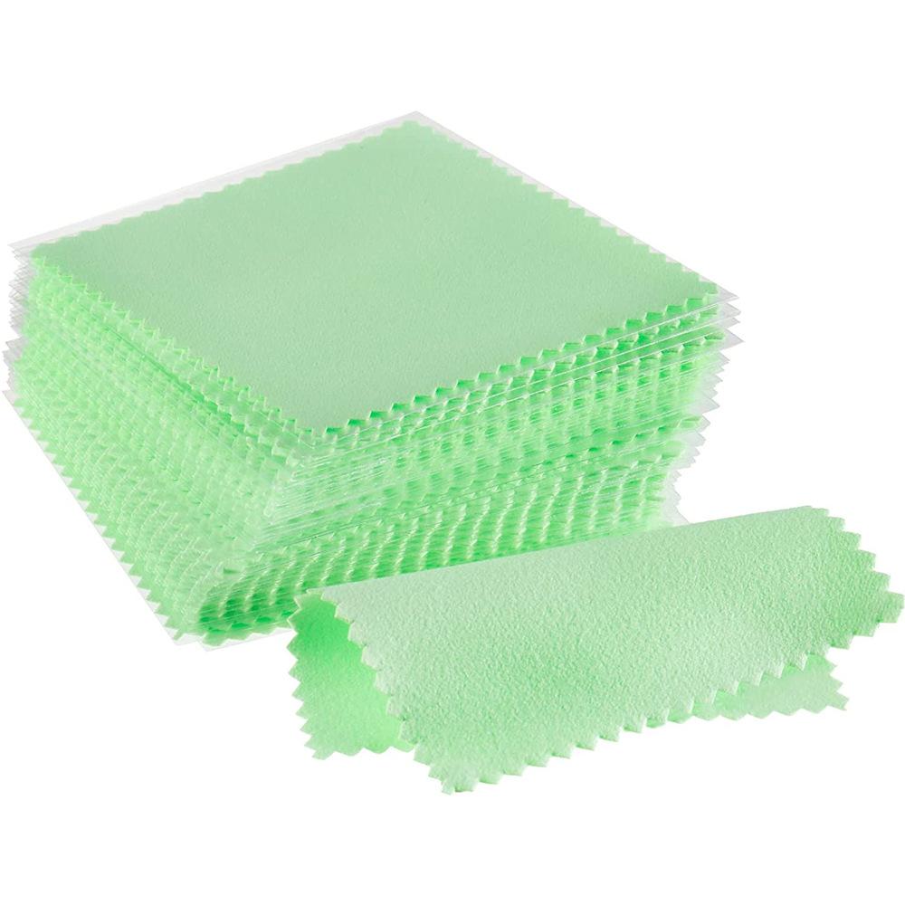 

Silver jewelry maintenance and cleaning, pure silver jewelry, watch polishing cloth, double-sided velvet cloth, wiping cloth Green jewelry polishing cloth [100 pieces/pack]