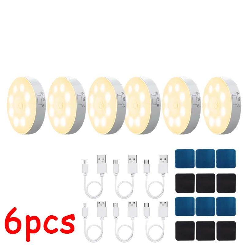 Bewegungssensor Licht USB Wiederaufladbares Nachtlicht LED Lampe für Küche Schlafzimmer Treppe Flur Schrank Kleiderschrank Nachtlicht