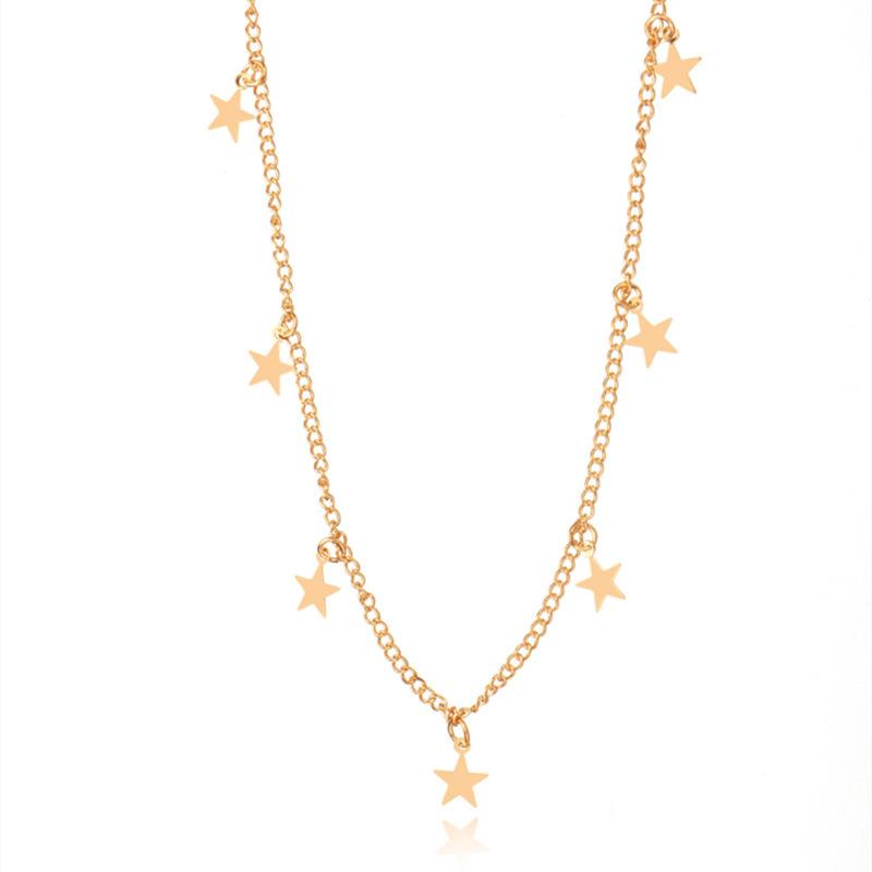 Fashion, Fashion Ladies Popular Alloy Necklace Collarbone Chain, Simple Metal Star Pendant Necklace
