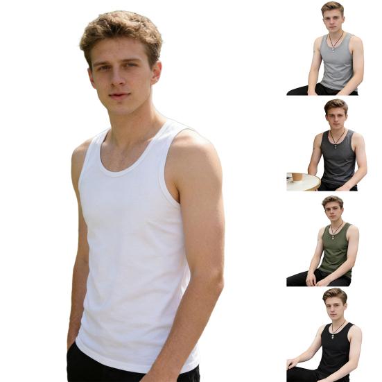 Herren Weste Sommer Ärmellos Rundhals Schlank Passend Tanktops Einfarbige Sport Fitness Camisole Täglich