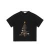 Black T Shirt Christmas Tree Rifle Pattern Casual Wear for Men and Women