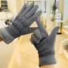 Warm Heart Embroidery Gloves Thicken Winter Plush Gloves Fashion   Cycling