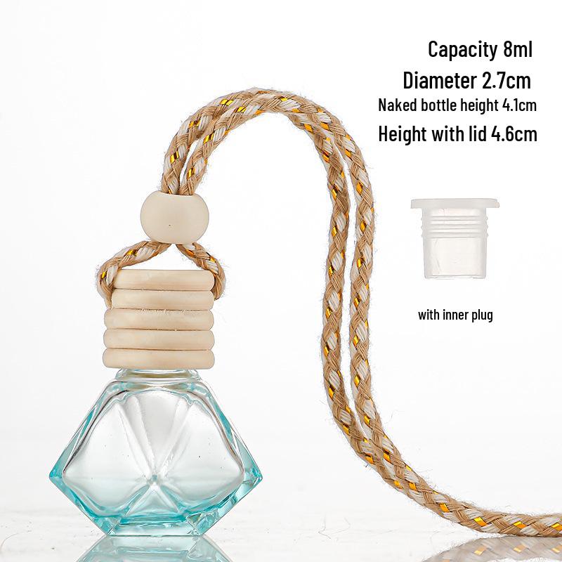 Gradient Car Air Freshener Glass Pendant, Transparent Aroma Diffuser Bottle, Empty for Fragrance 
