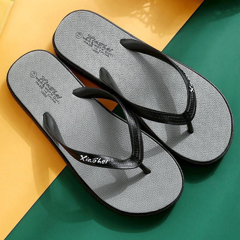 

Small black slippers outer wear women s summer new flat-bottomed sandals pinch feet beach shoes casual thick-soled flip-flops men s 45 темно-серого