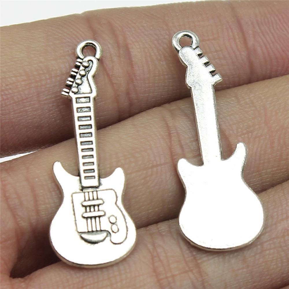 10pcs Musical Instrument Charms Antique Silver Color Guitar Microphone Violin French Horn Charms For Jewelry Making