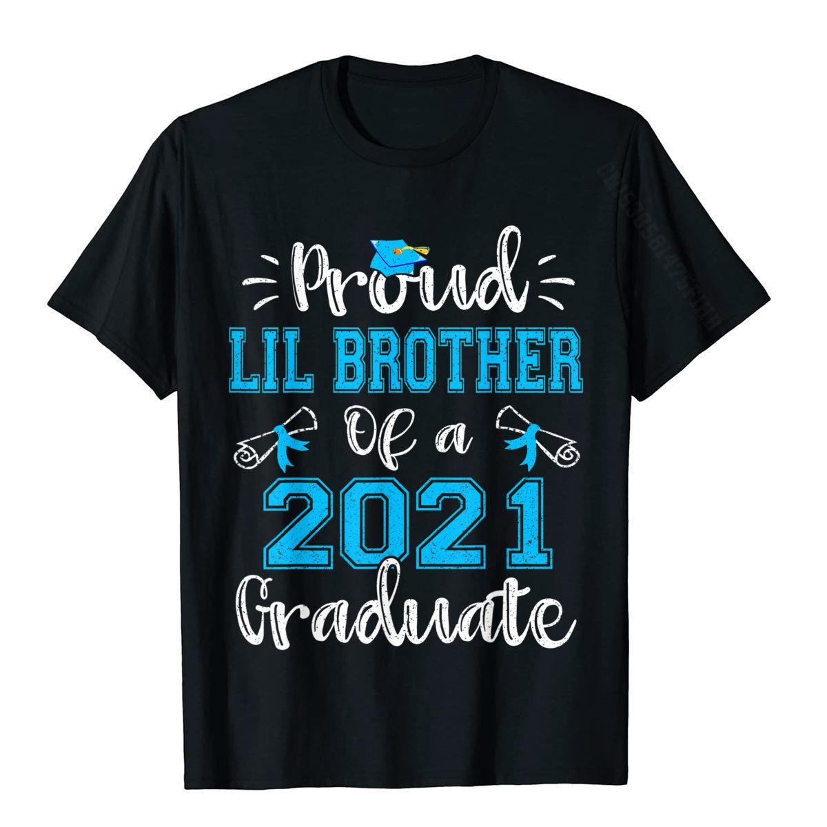 

Proud Lil Brother Of A 2023 Graduate Funny Class Of 21 T-Shirt Casual Tops Shirt Cotton Mens T Shirts Casual Brand 3XL чорний