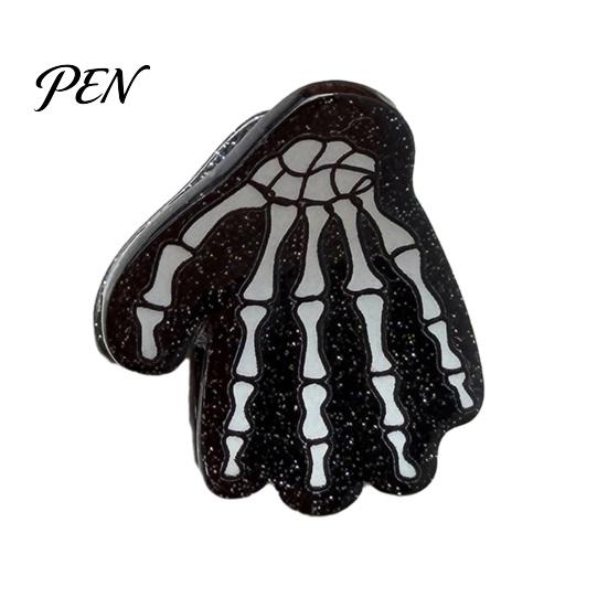 Spooky Hair Clips for Women Halloween Skeleton Hand Claw Clip Women, Mini Gothic Clip, Acrylic Styling Tools Accessory with Sequins Thick and
