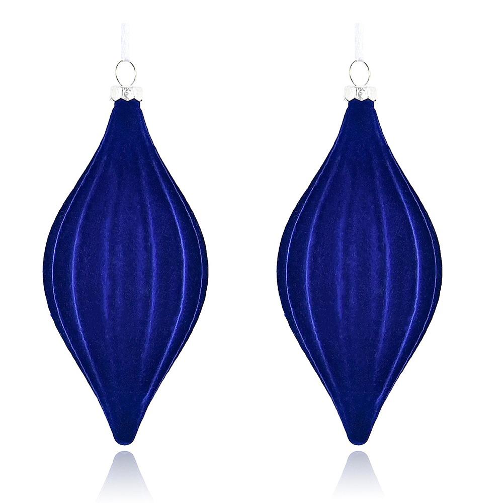 

2 шт. Небьющиеся бархатные рождественские конусные шары-подвески, украшения для рождественской елки, праздничный фестивальный декор синий