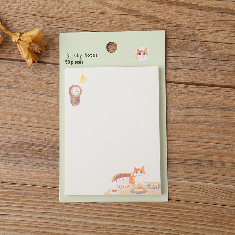 Creative Cartoon Cat Sticky Notes - Cute Memo Notepad for Messages and Diaries