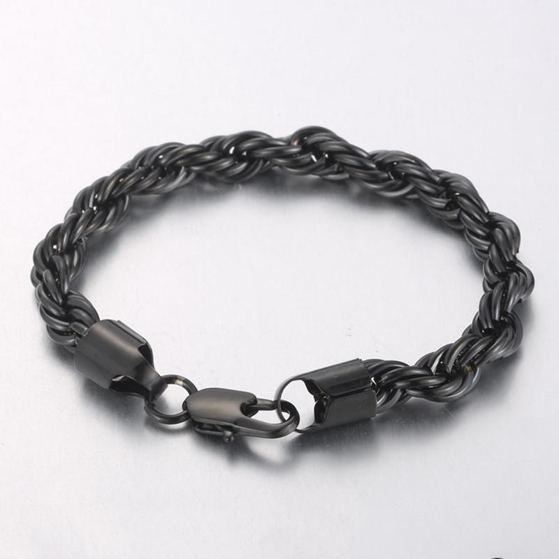 20/21/22cm Stainless Steel Twisted Rope Link Chain for Men Stainless Steel Wrist Jewelry