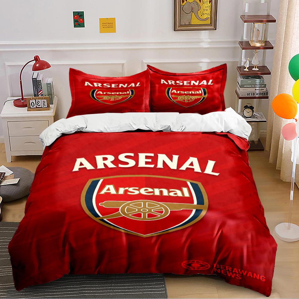 Ensemble de literie logo Arsenal rouge Ensemble de housse de couette Housse de couette Taies d'oreiller Décoration de la maison (1 * Housse de couette 2 * Taies d'oreiller, sans couette)