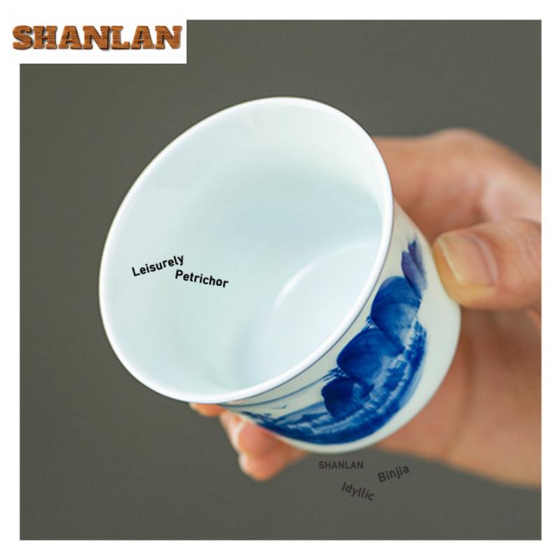 Hand-painted Blue and White Landscape Teacup Japanese Tea Bowl Water Jug Tea-tasting Smelling Cup Jianzhan Master Cups Teaware