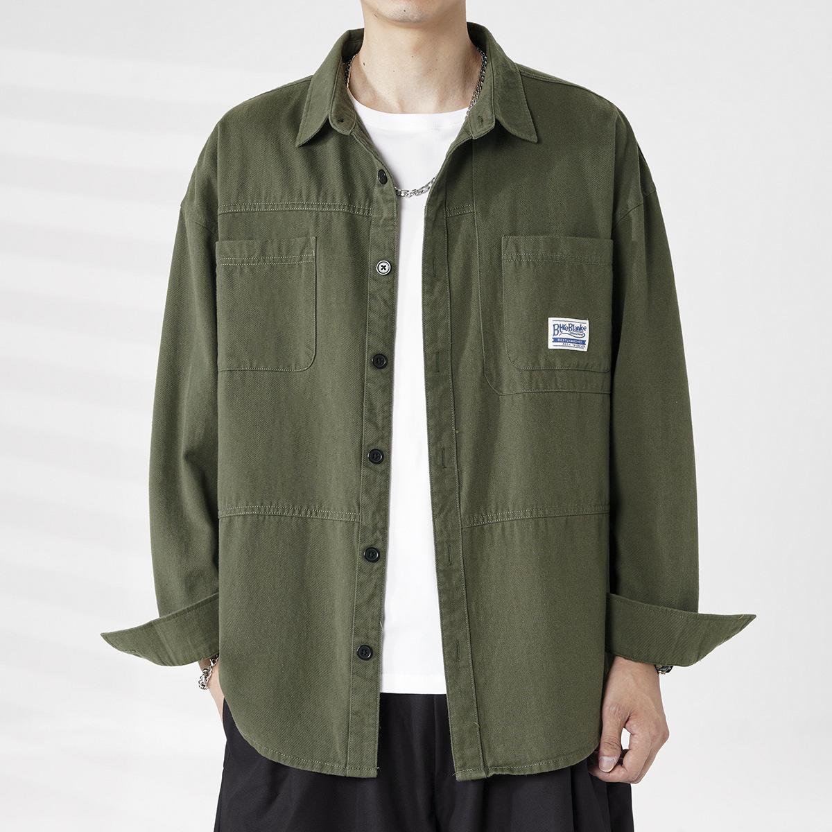 

Хлопковая новая рубашка Tooling, мужская рубашка с длинным рукавом на весну и осень, свободное пальто, кардиган, куртка на осень и зиму 4XL