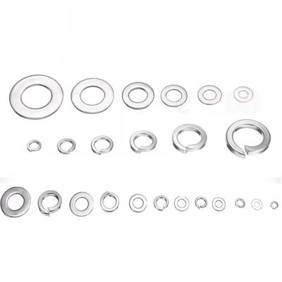 350 pièces/ensemble Boîte d'assortiment de rondelles plates et élastiques Acier inoxydable Écrous fendus Boulons