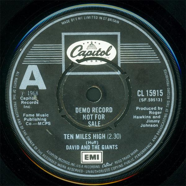 

7inch Record DAVID THE GIANTS Ten Miles High CL15915PROMO Capitol Records 1977 UK SoulFunk Used