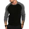 Maglietta a maniche lunghe raglan da uomo tinta unita primavera autunno casual quotidiana top da uomo abbigliamento classico