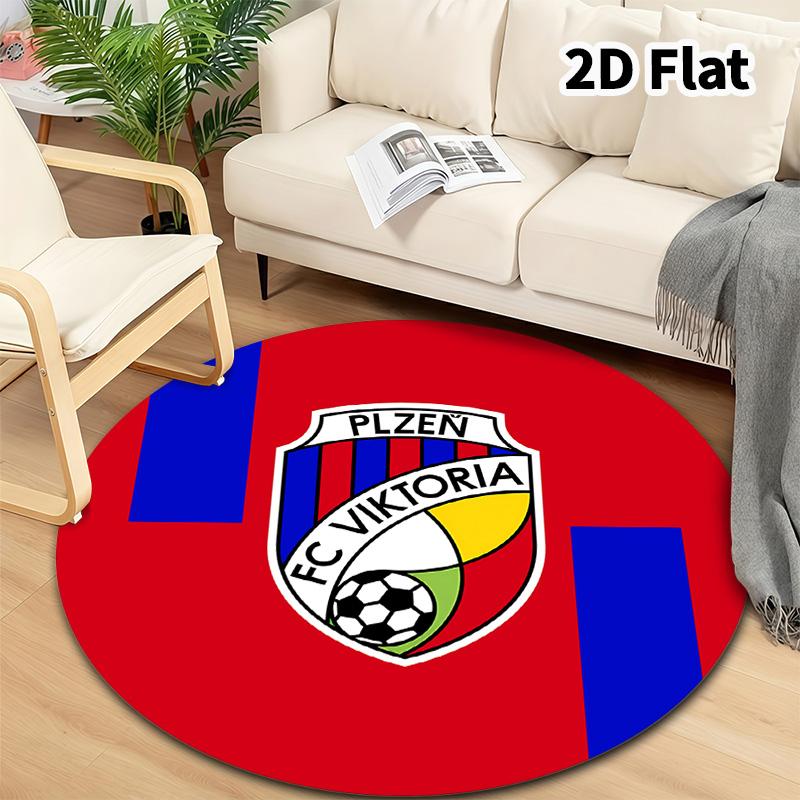Fc Viktoria Plzen Round Area Rug Carpet Rug For Living Room Bedroom Sofa Playroom Decor Nonslip Floor Mat