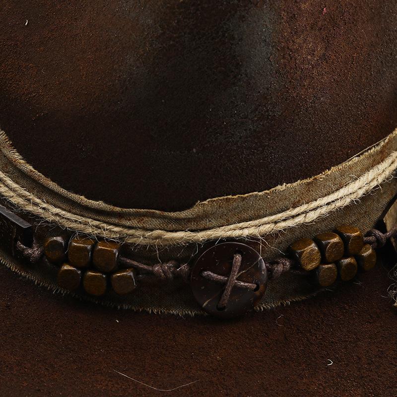 Distressed Western Cowboy Hat Wide Brim Sun Protection Gentleman Hat