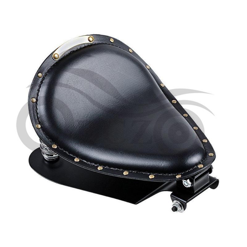 Harley Motorcycle Retro Leather Seat with Copper Rivets & Spring Cushion