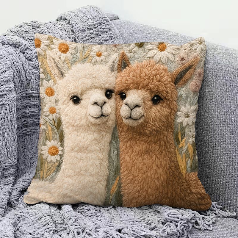 Adorable Alpaca Printed Pillow Soft Waist Cushion Living Room Sofa Decor Carriage Pillowcase Home Decorative Long Rectangle P...