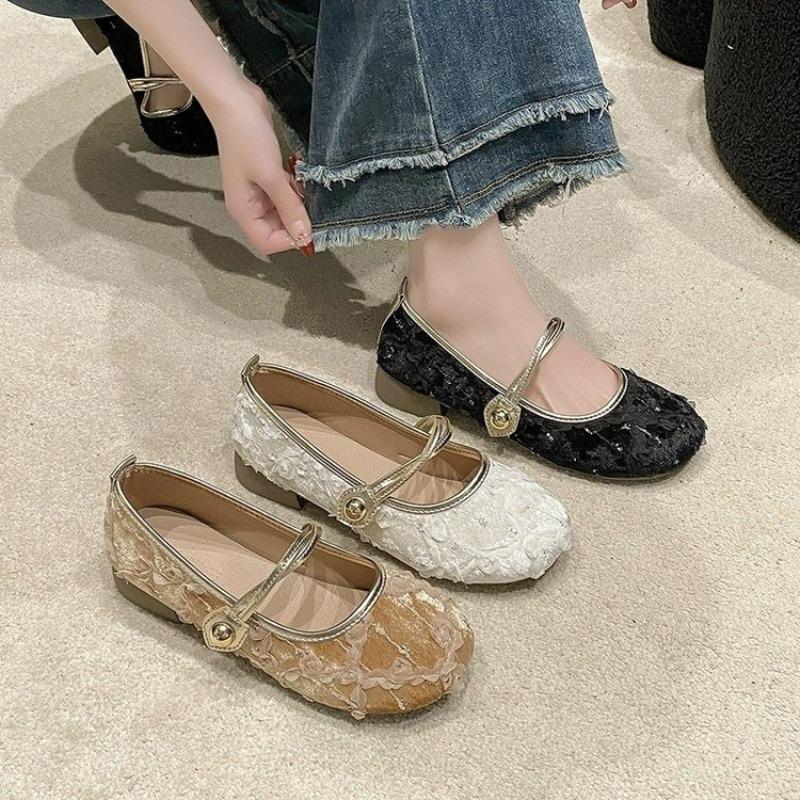 New Elegant Mary Jane Shoes for Women Fashion Slip-on Flat Shoes Designer Buckle Lightweight High Quality Round Toe Shoes 2025