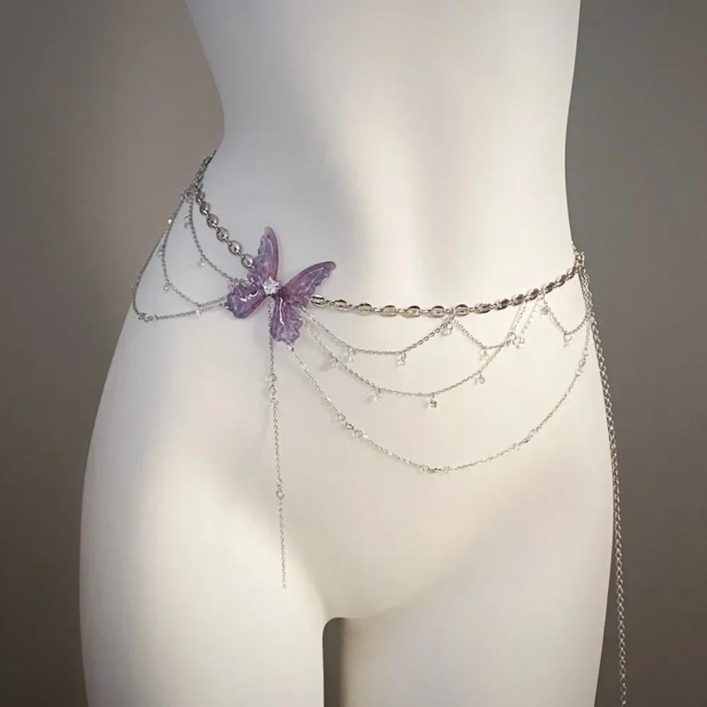 Waist Chains Butterfly Elegant Belly Chain Fashion Advanced Waist Accessory Versatile Hip Chain for Women