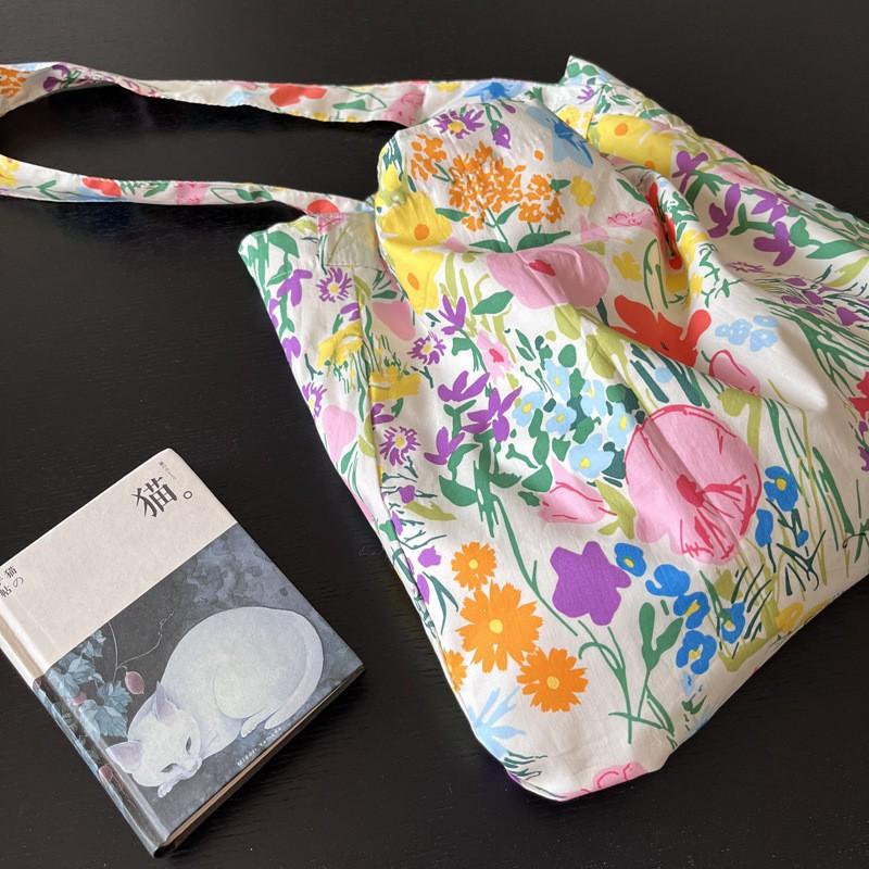 Han Style Ins Fresh Flower Bag Thin Cotton Shoulder Cross-body Large Capacity Women's Canvas