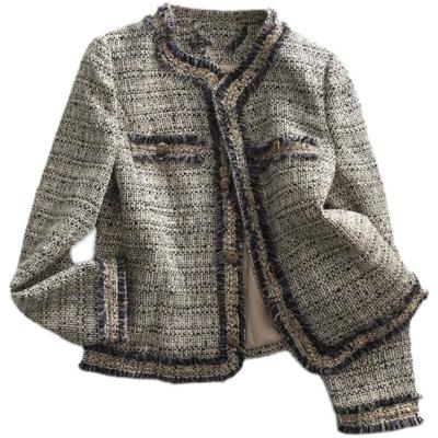 Französische Tweedjacke im kleinen Duftstil für Damen im Frühling und Herbst, exquisites Wolloberteil, kurz