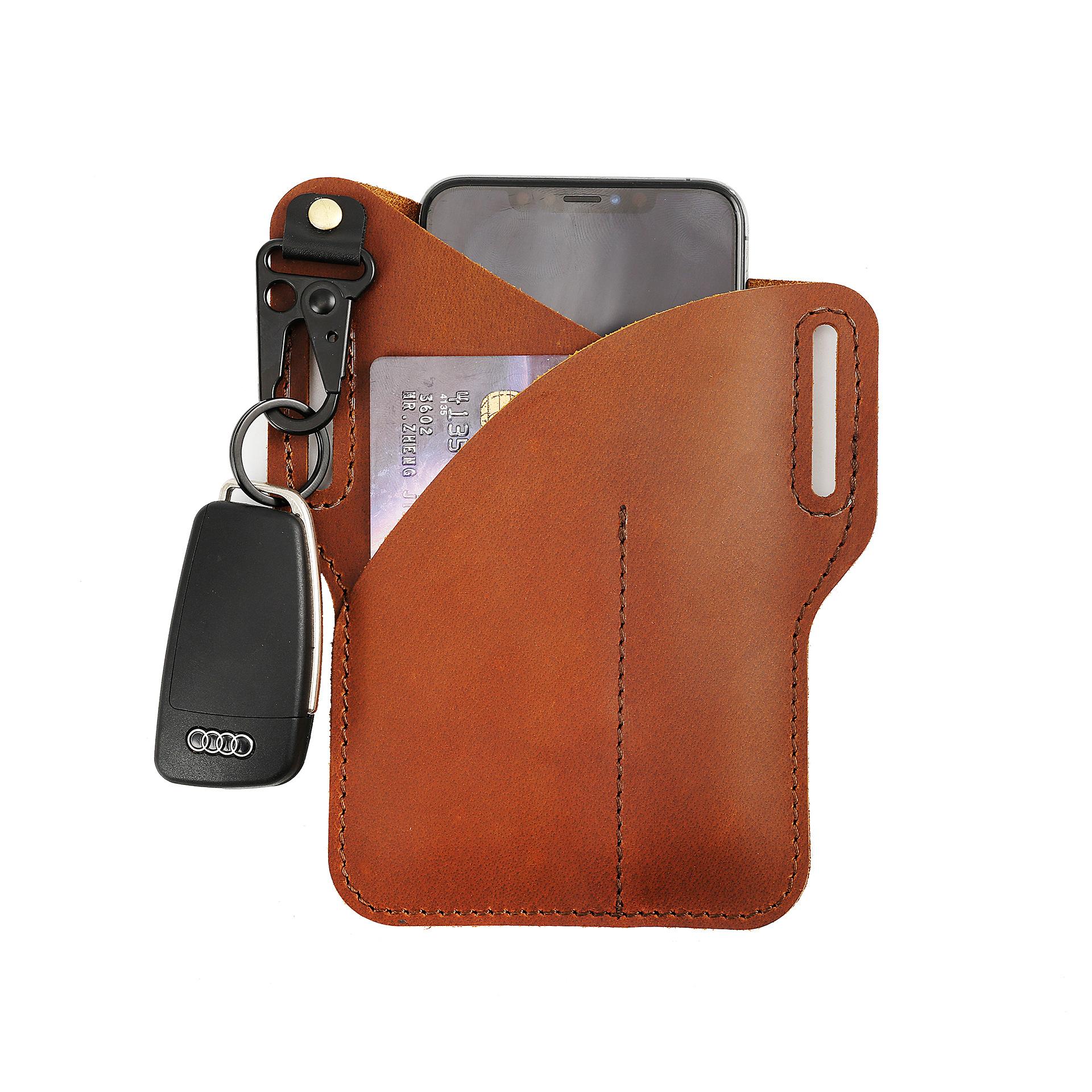 

Pure Handmade Leather Mobile Phone Bag, Multi-Functional And Portable, The First Layer Of Cowhide Can Be Worn, Belt, Waist Bag, Retro Texture