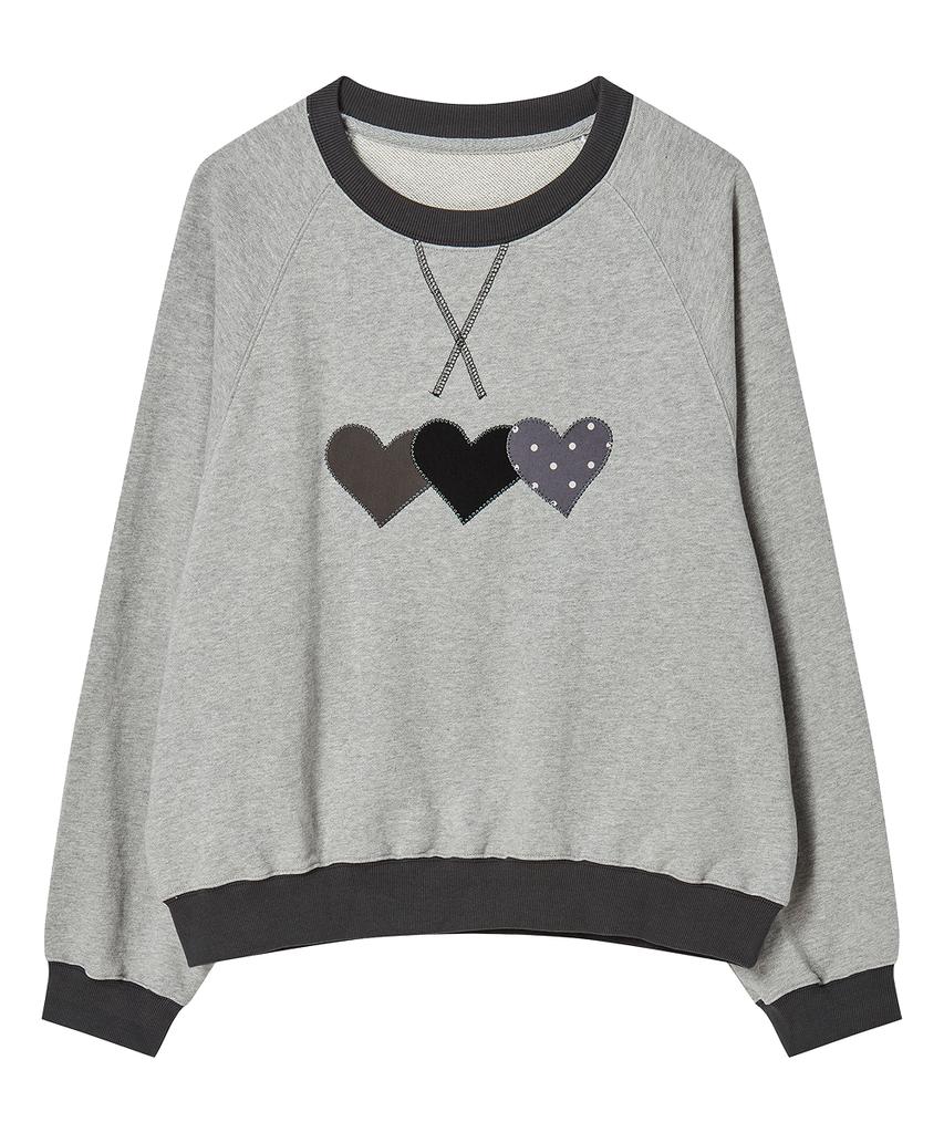 Loginaenloji Heart Patch Sweatshirt Gray Charcoal