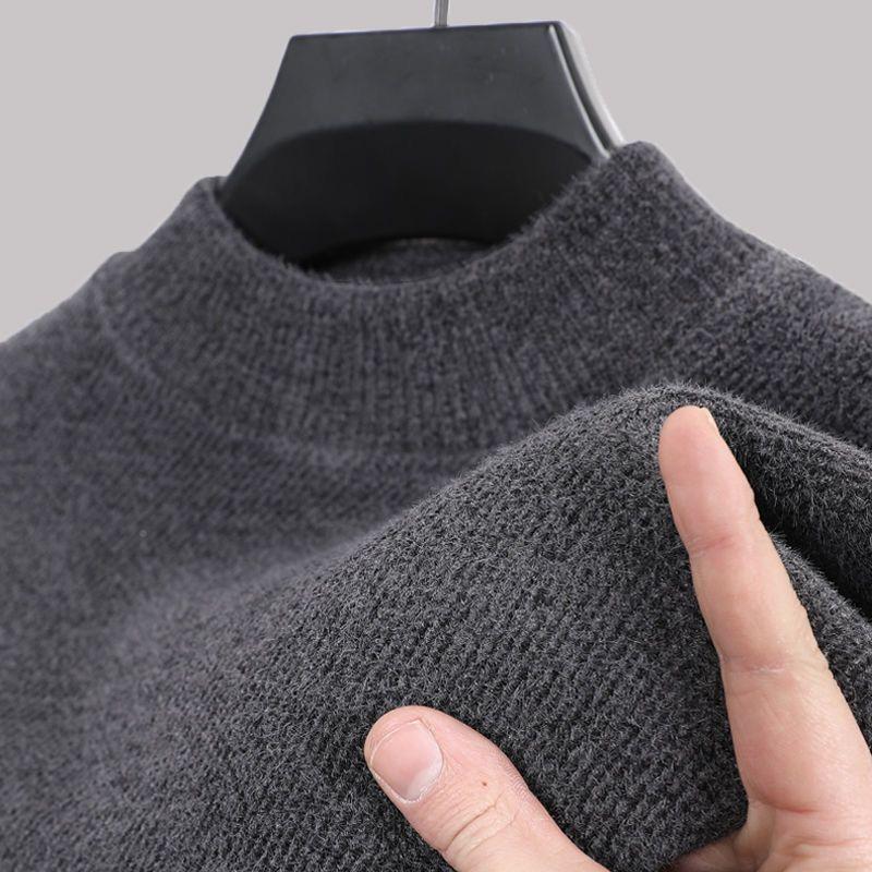 

Men s Thick Velvet Chenille Sweater - Solid Color, Half-High Collar, Winter Base Layer M темно-сірий
